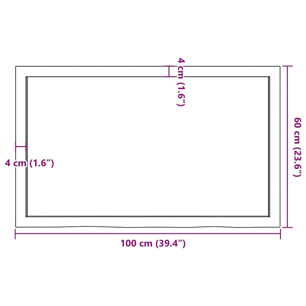 bordplade til badeværelse 100x60x(2-6) cm massivt træ mørkebrun