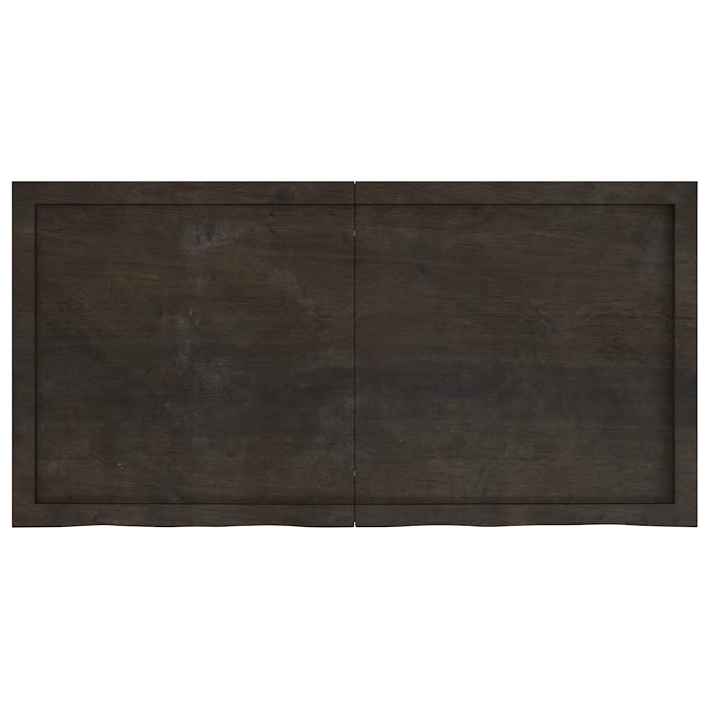 bordplade til badeværelse 120x60x(2-6) cm massivt træ mørkebrun
