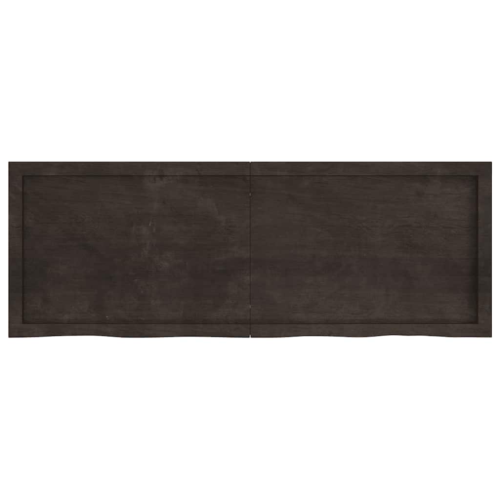 bordplade til badeværelse 140x50x(2-6) cm massivt træ mørkebrun