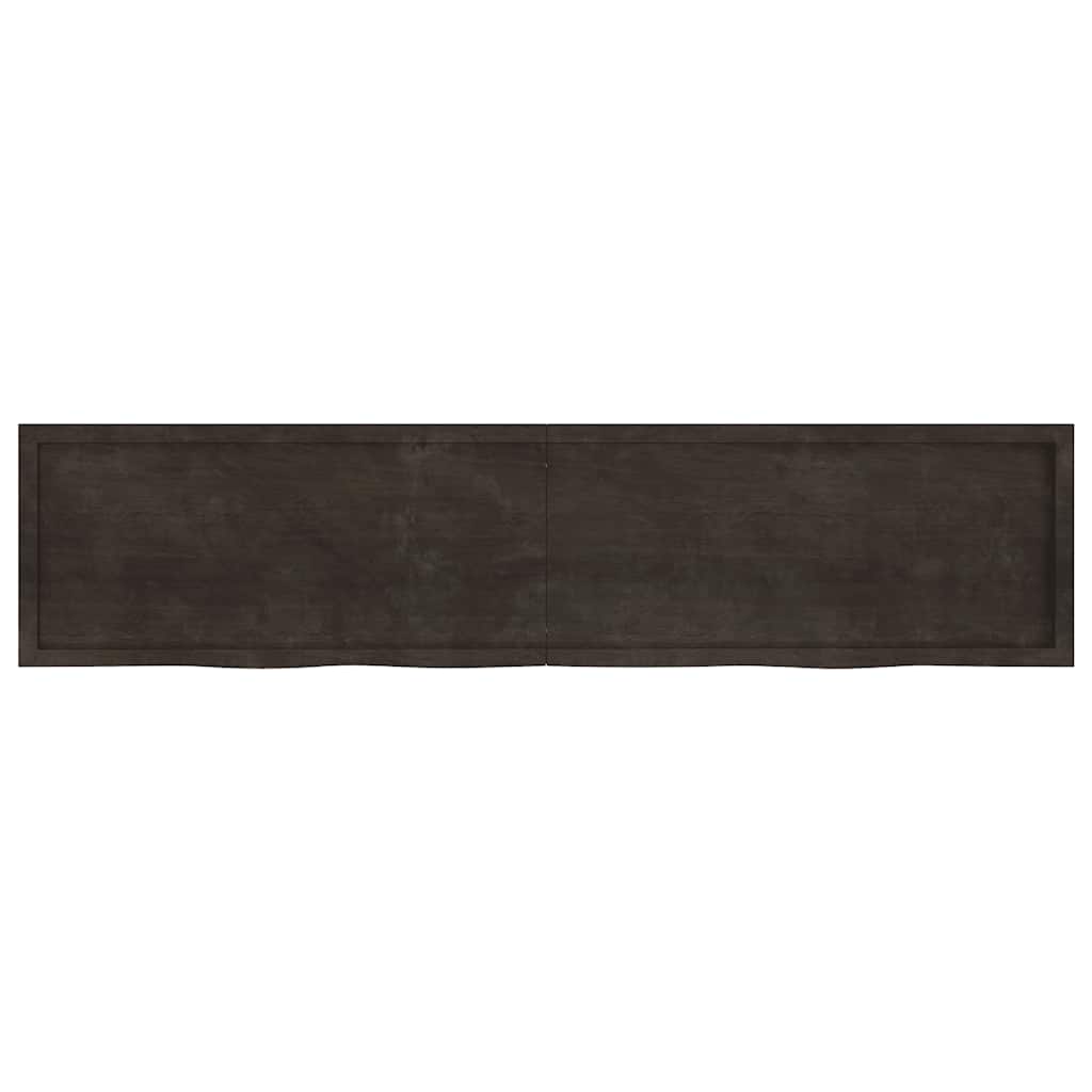 bordplade 220x50x(2-4) cm behandlet massivt egetræ mørkebrun