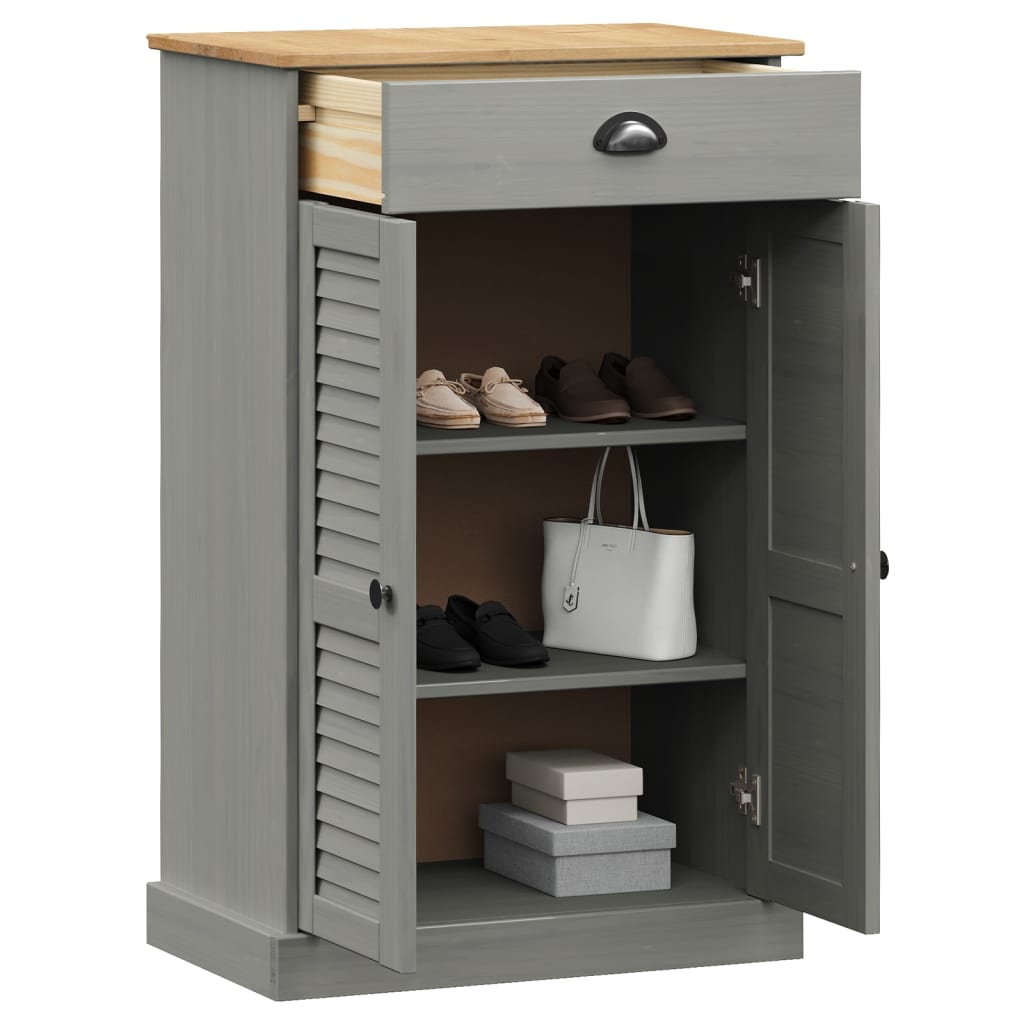skoskab VIGO 60x35x96 cm massivt fyrretræ grå
