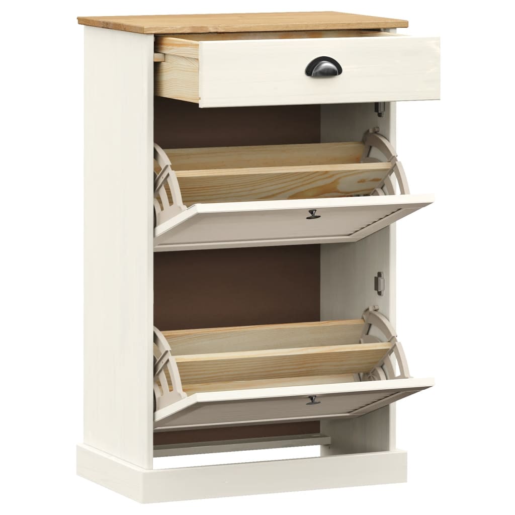 skoskab VIGO 60x35x96 cm massivt fyrretræ hvid