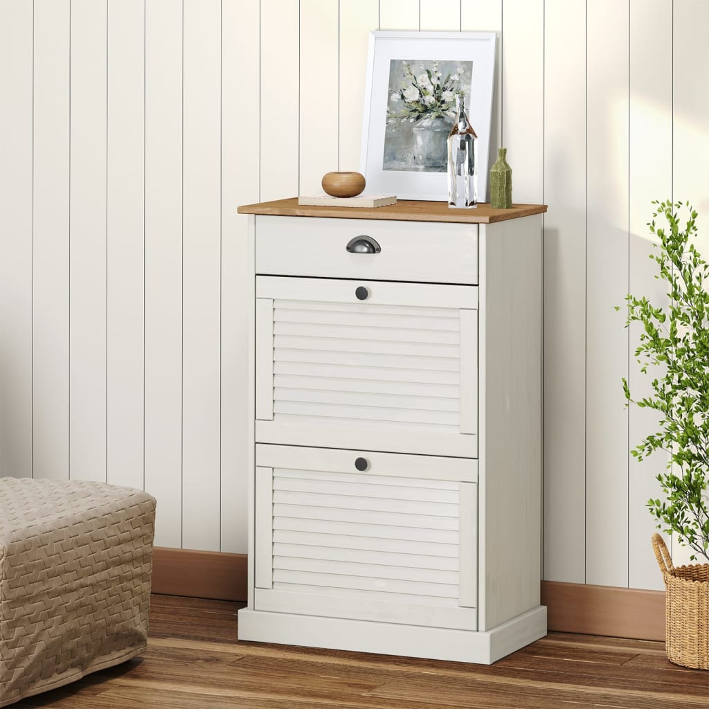 skoskab VIGO 60x35x96 cm massivt fyrretræ hvid