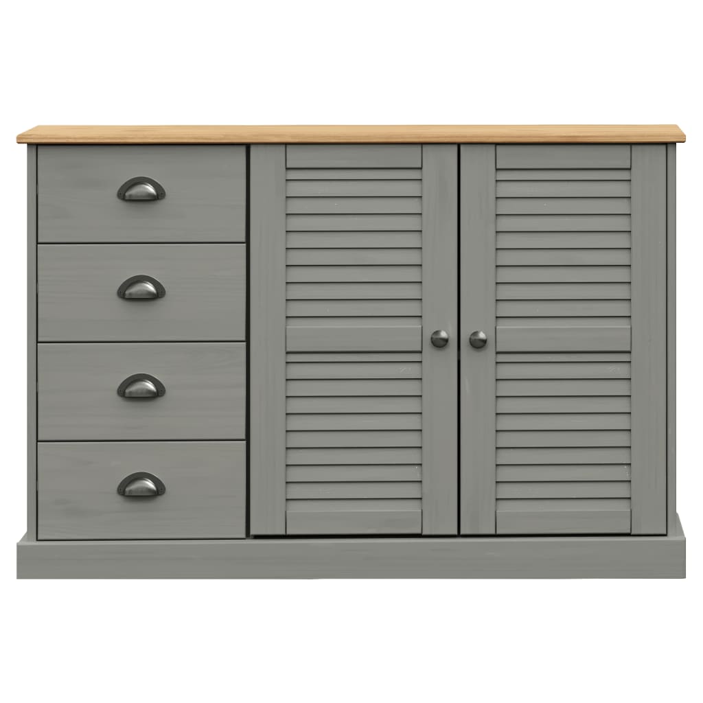 skænk med skuffer VIGO 113x40x75 cm massivt fyrretræ grå