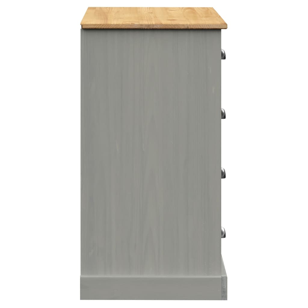 skænk med skuffer VIGO 113x40x75 cm massivt fyrretræ grå