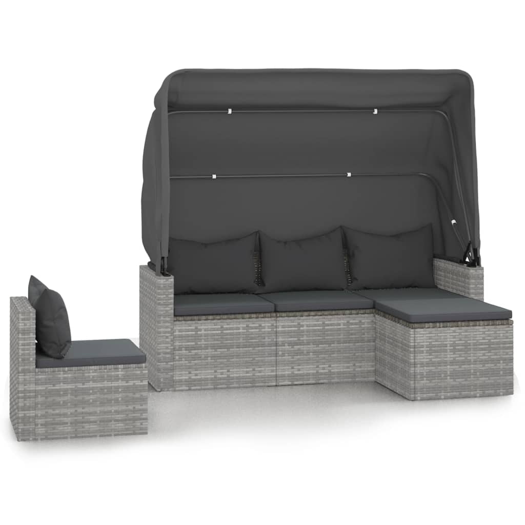 sofasæt til haven 4 dele med hynder polyrattan grå