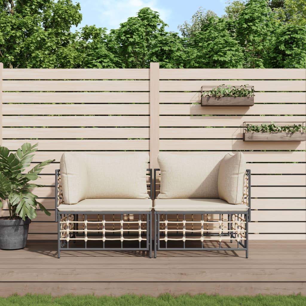 hjørnemoduler til havesofa 2 stk. med hynder polyrattan billede