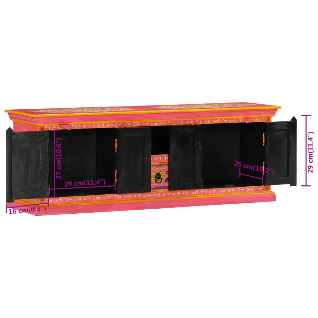 tv-bord 110x30x40 cm massivt mangotræ lyserød