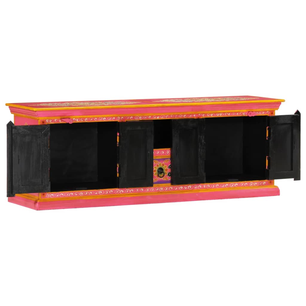 tv-bord 110x30x40 cm massivt mangotræ lyserød
