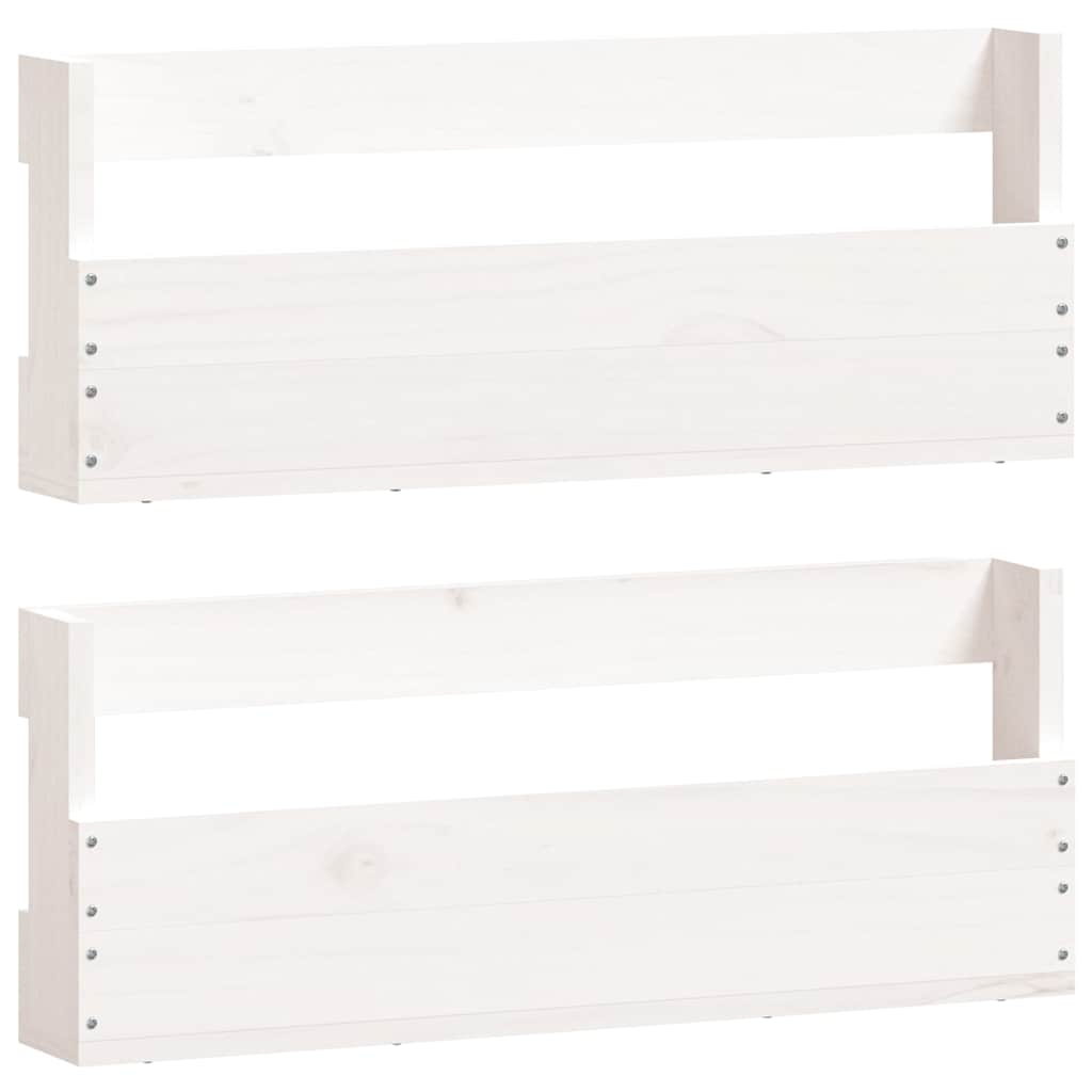 væghængte skohylder 2 stk. 59x9x23 cm massivt fyrretræ Hvid