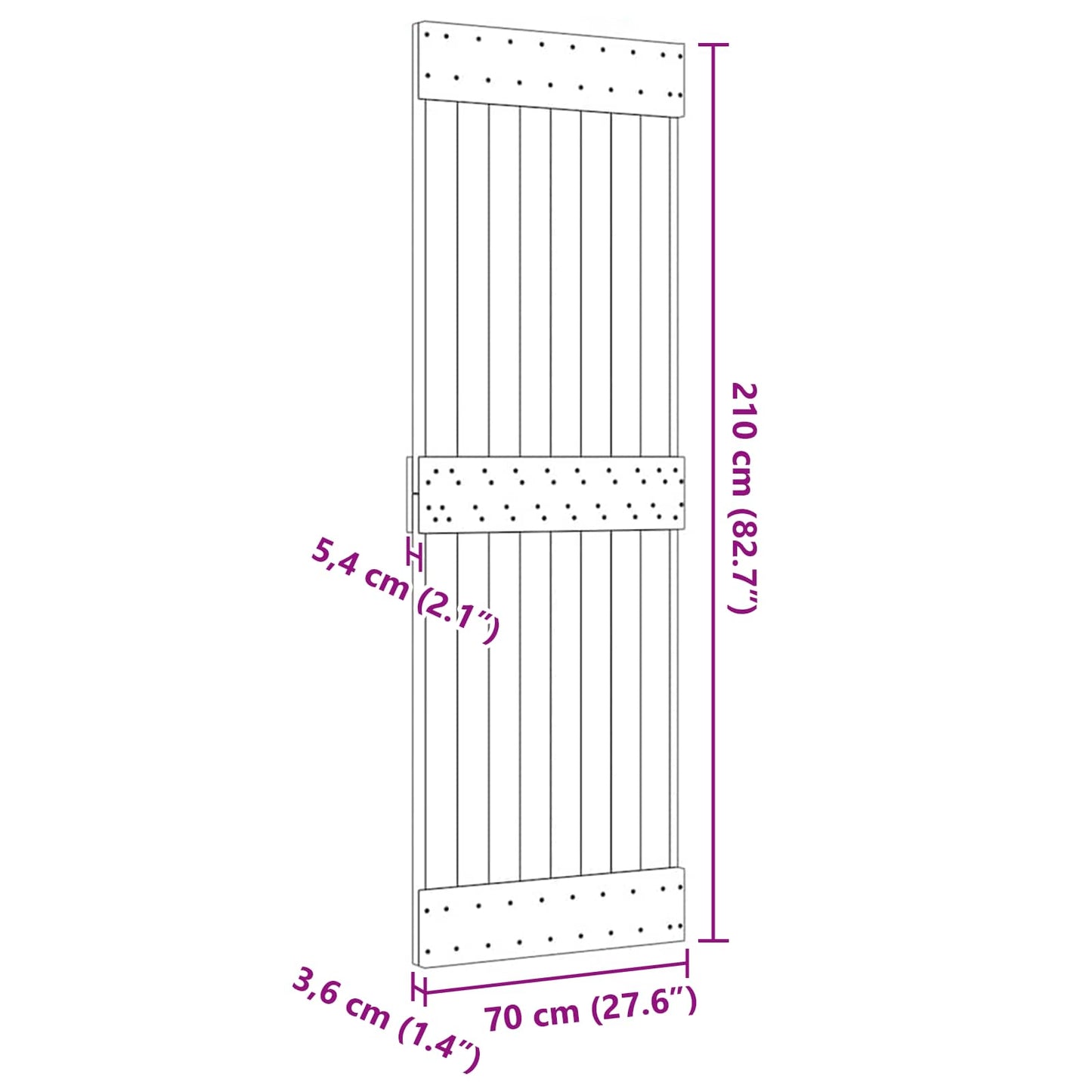 Dør NARVIK 70 x 210 cm Massivt Fyrretræ (Ubehandlet)