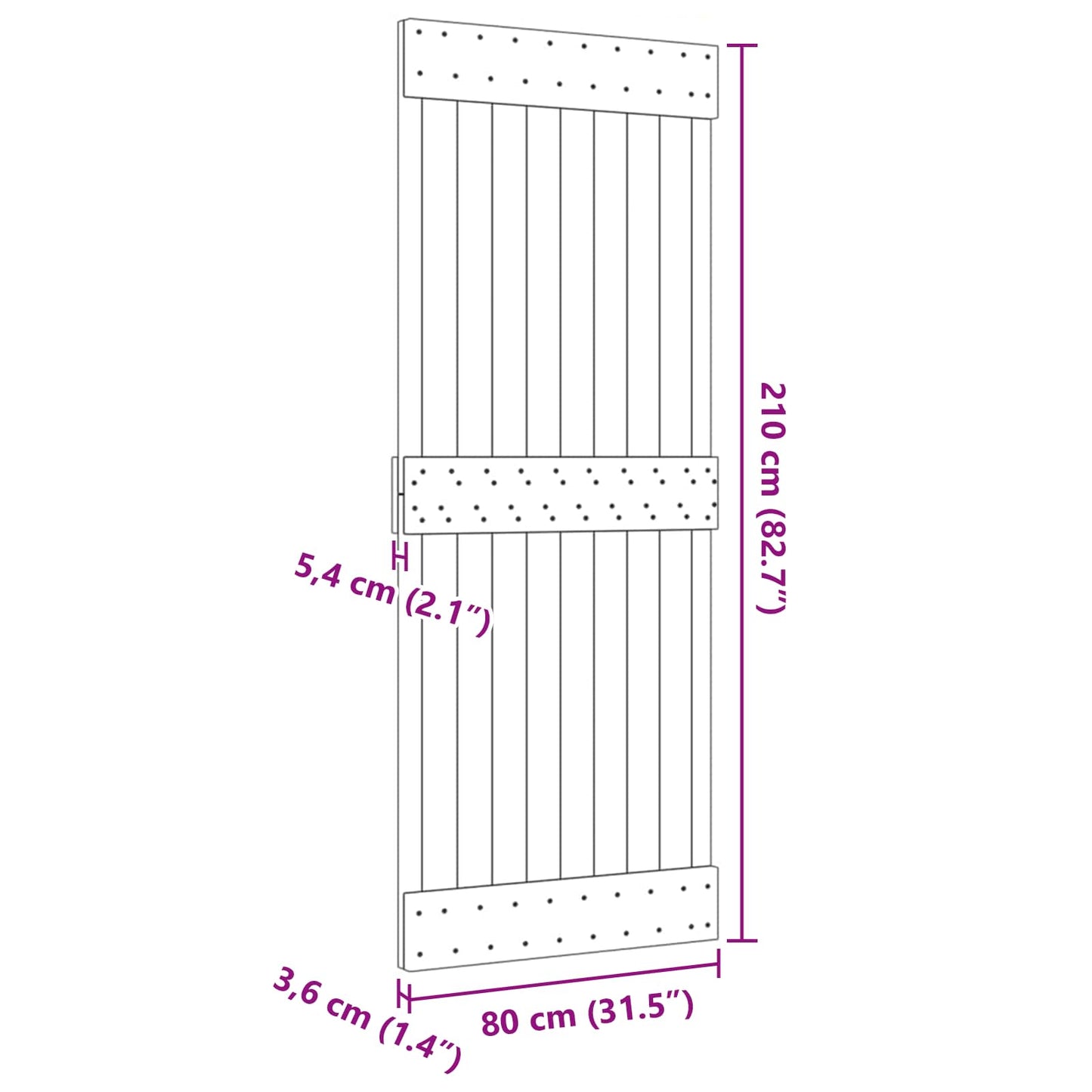 Dør NARVIK 80 x 210 cm Massivt Fyrretræ (Ubehandlet)