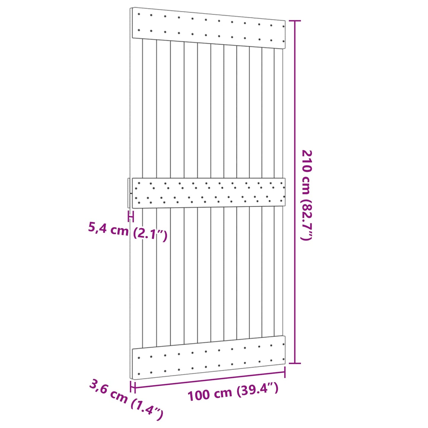 Dør NARVIK 100 x 210 cm Massivt Fyrretræ (Ubehandlet)