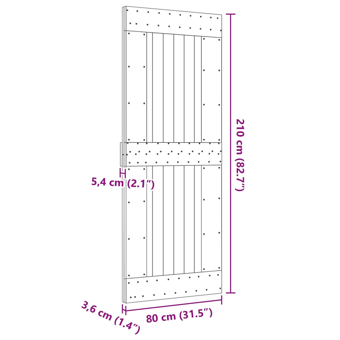 Dør NARVIK 80 x 210 cm Massivt Fyrretræ (Ubehandlet)
