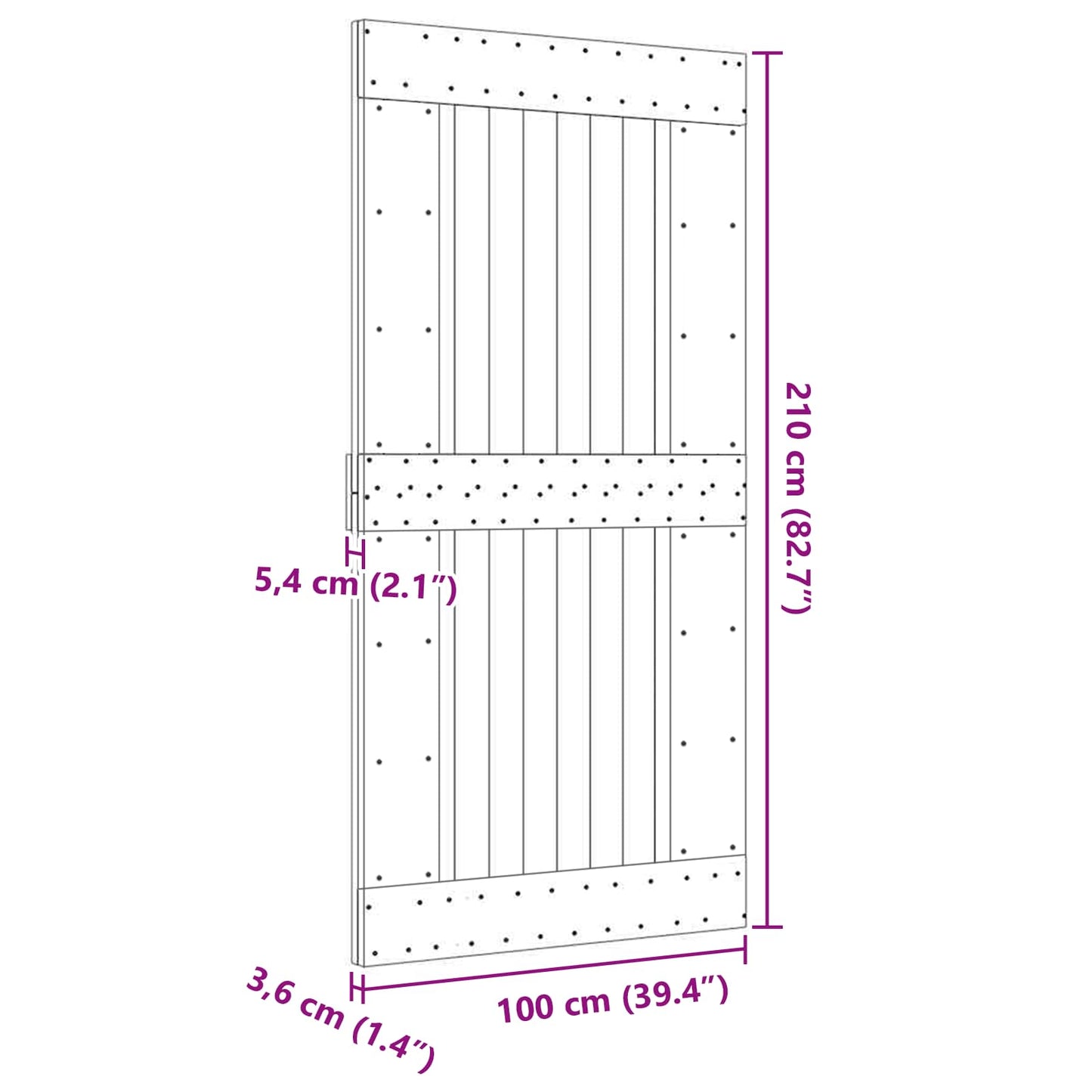 Dør NARVIK 100 x 210 cm Massivt Fyrretræ (Ubehandlet)