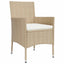 spisebordssæt til haven 9 dele med hynder polyrattan beige