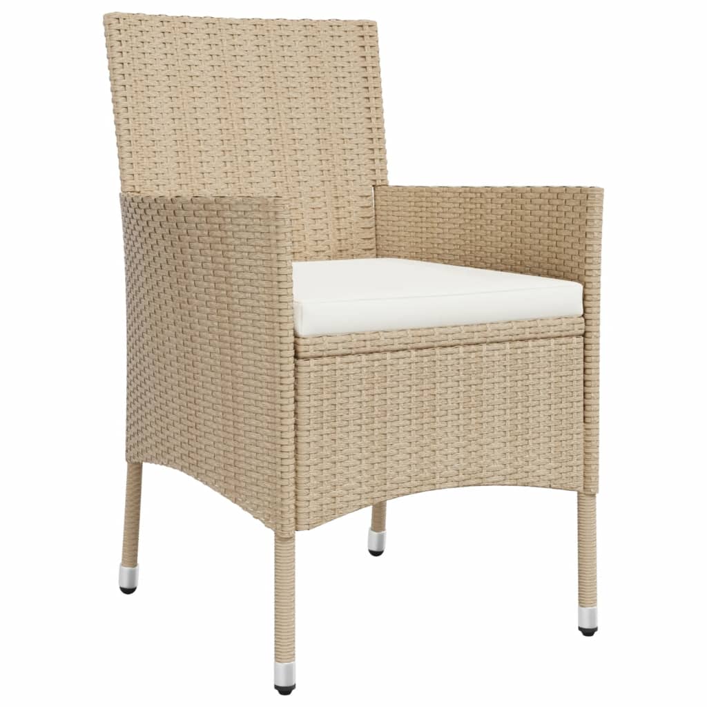 spisebordssæt til haven 9 dele med hynder polyrattan beige