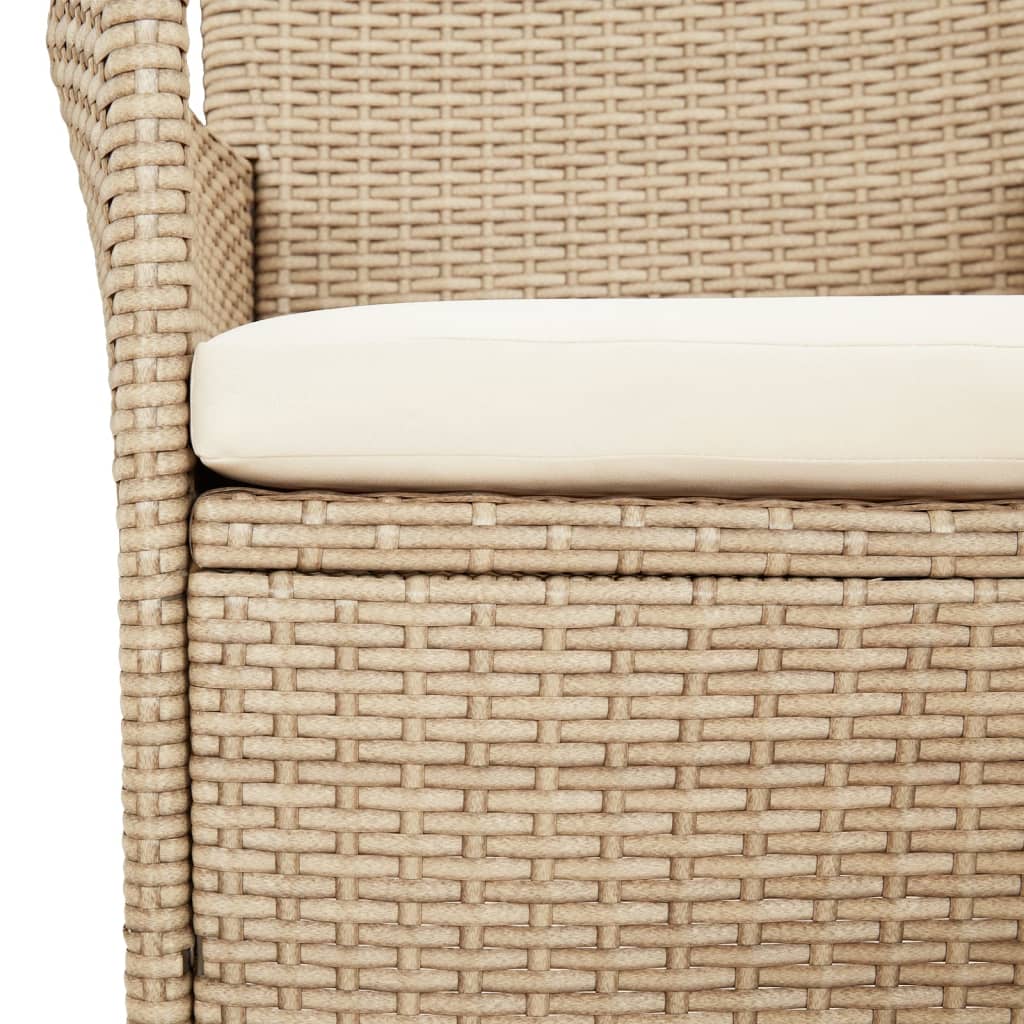 spisebordssæt til haven 9 dele med hynder polyrattan beige