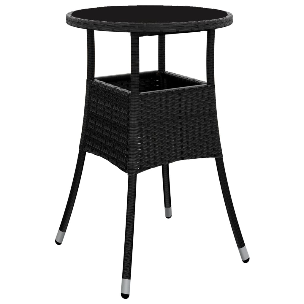 bistrosæt til haven 3 dele med hynder polyrattan sort