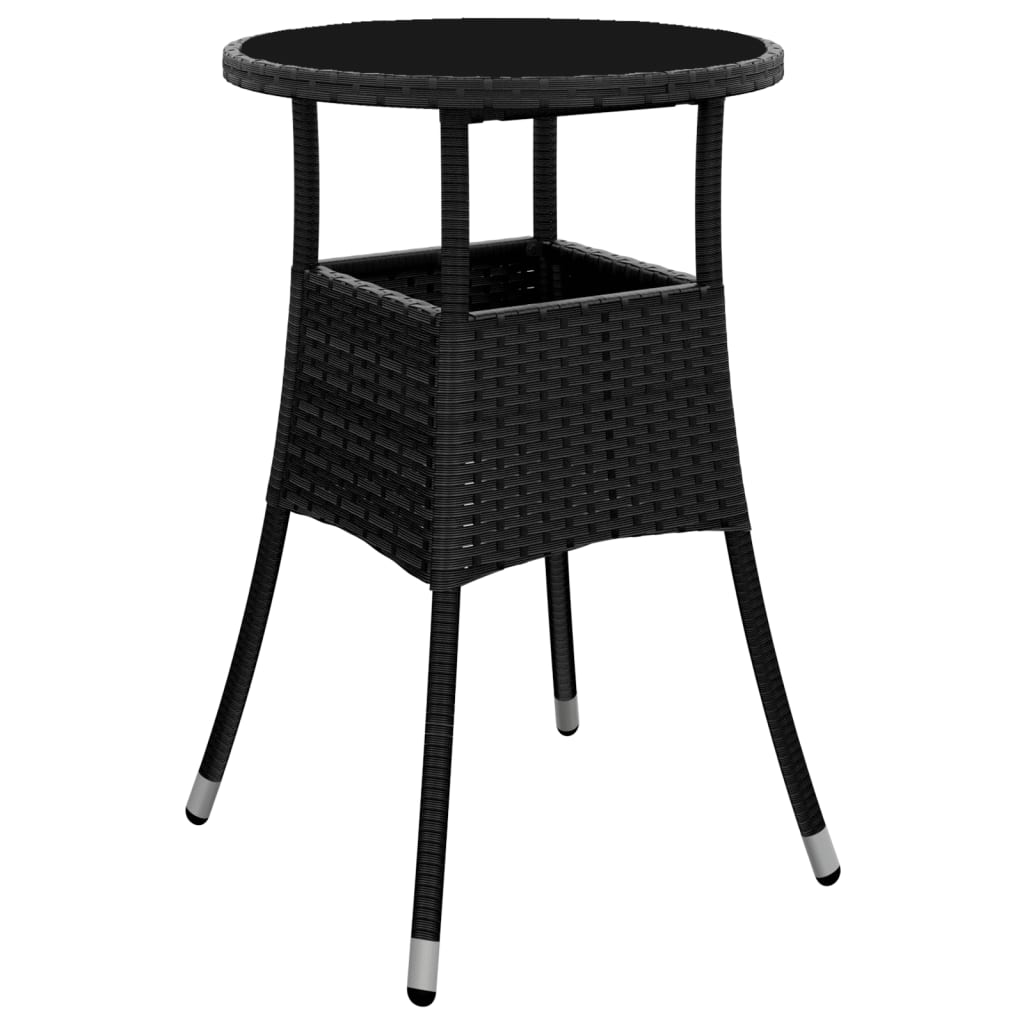 bistrosæt til haven 3 dele med hynder polyrattan sort