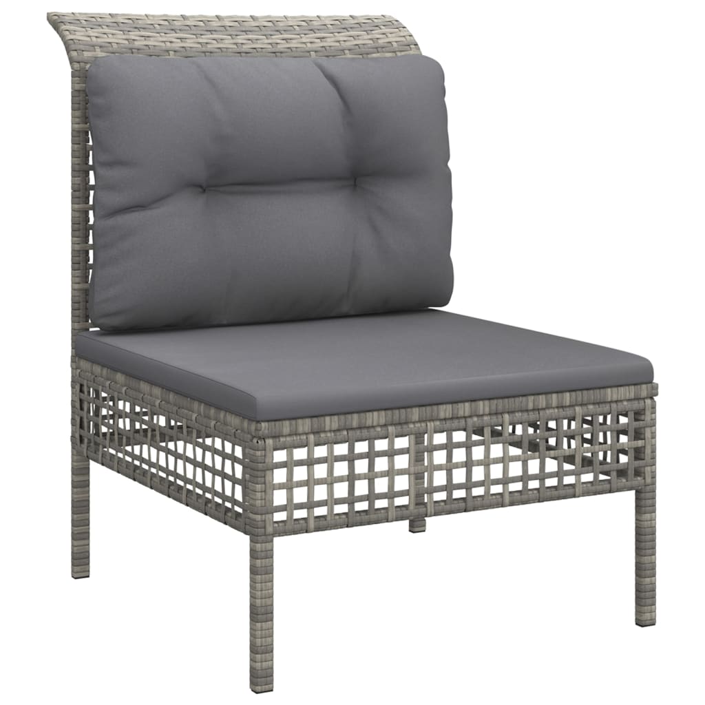 loungesæt til haven 7 dele med hynder polyrattan grå