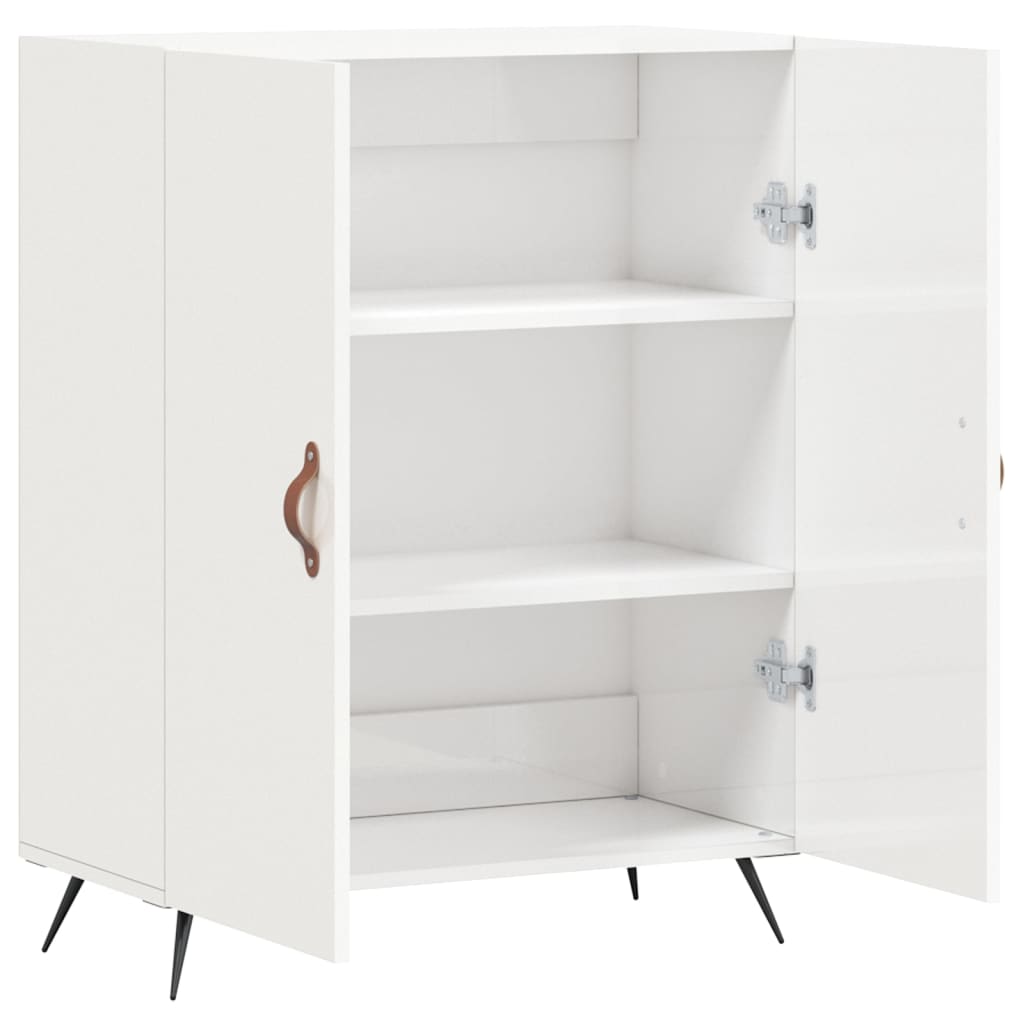 skænk 69,5x34x90 cm konstrueret træ hvid højglans