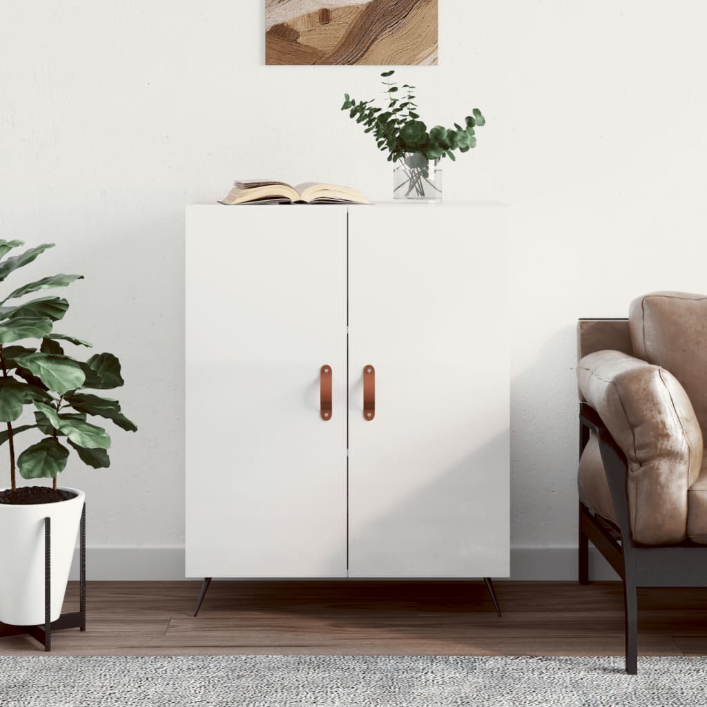 skænk 69,5x34x90 cm konstrueret træ hvid højglans