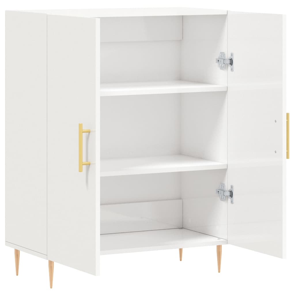 skænk 69,5x34x90 cm konstrueret træ hvid højglans
