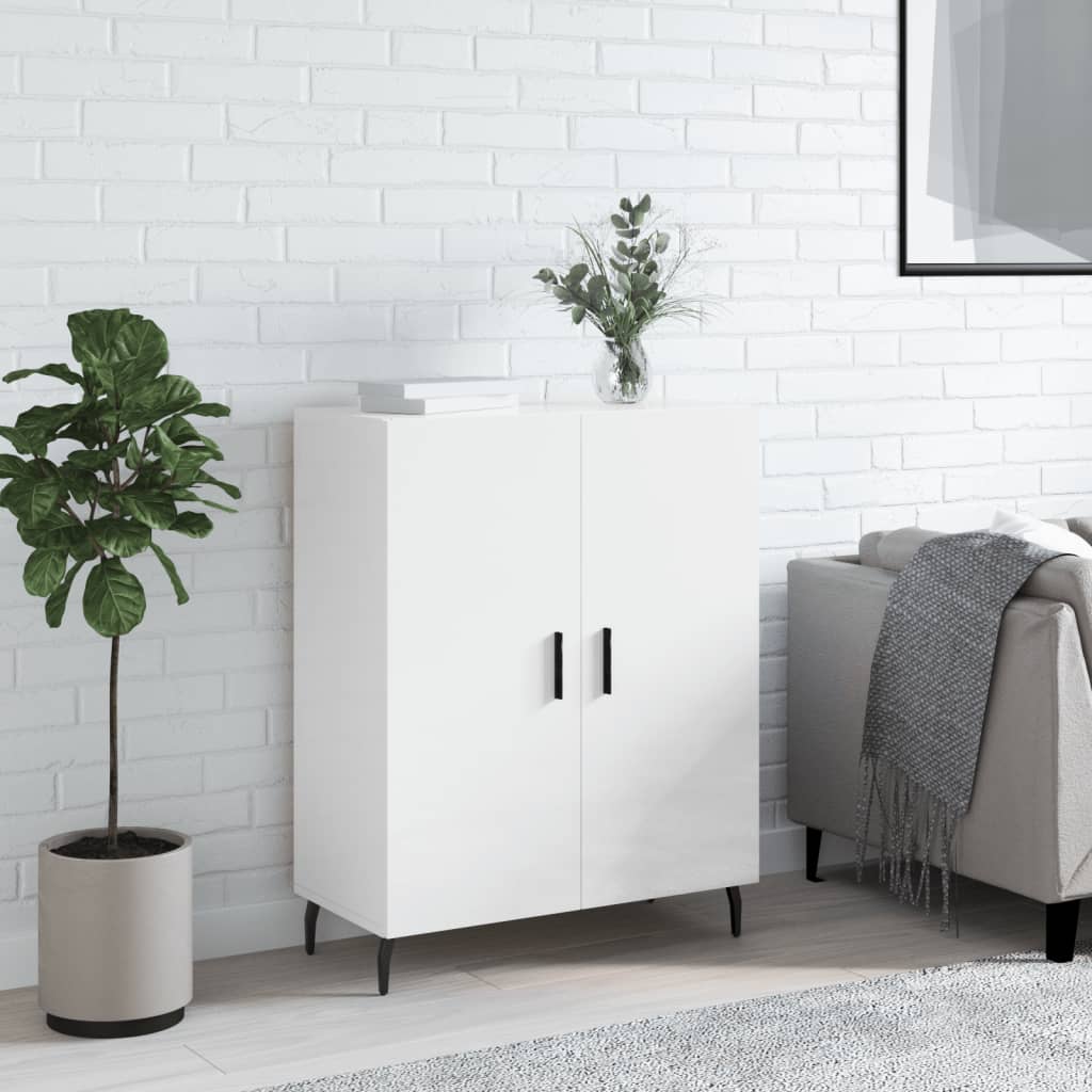 skænk 69,5x34x90 cm konstrueret træ hvid højglans