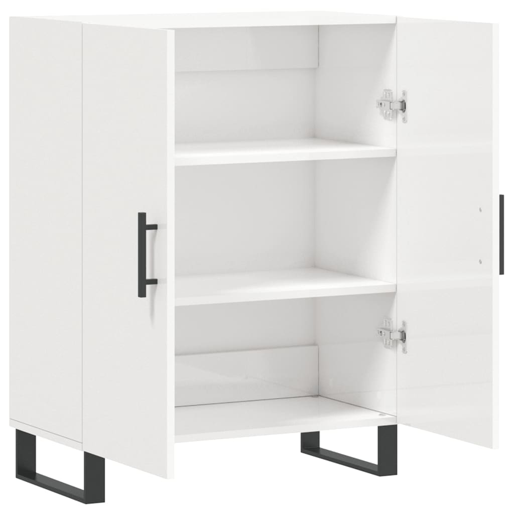 skænk 69,5x34x90 cm konstrueret træ hvid højglans