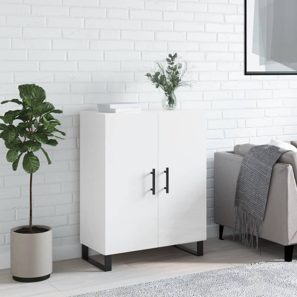 skænk 69,5x34x90 cm konstrueret træ hvid højglans