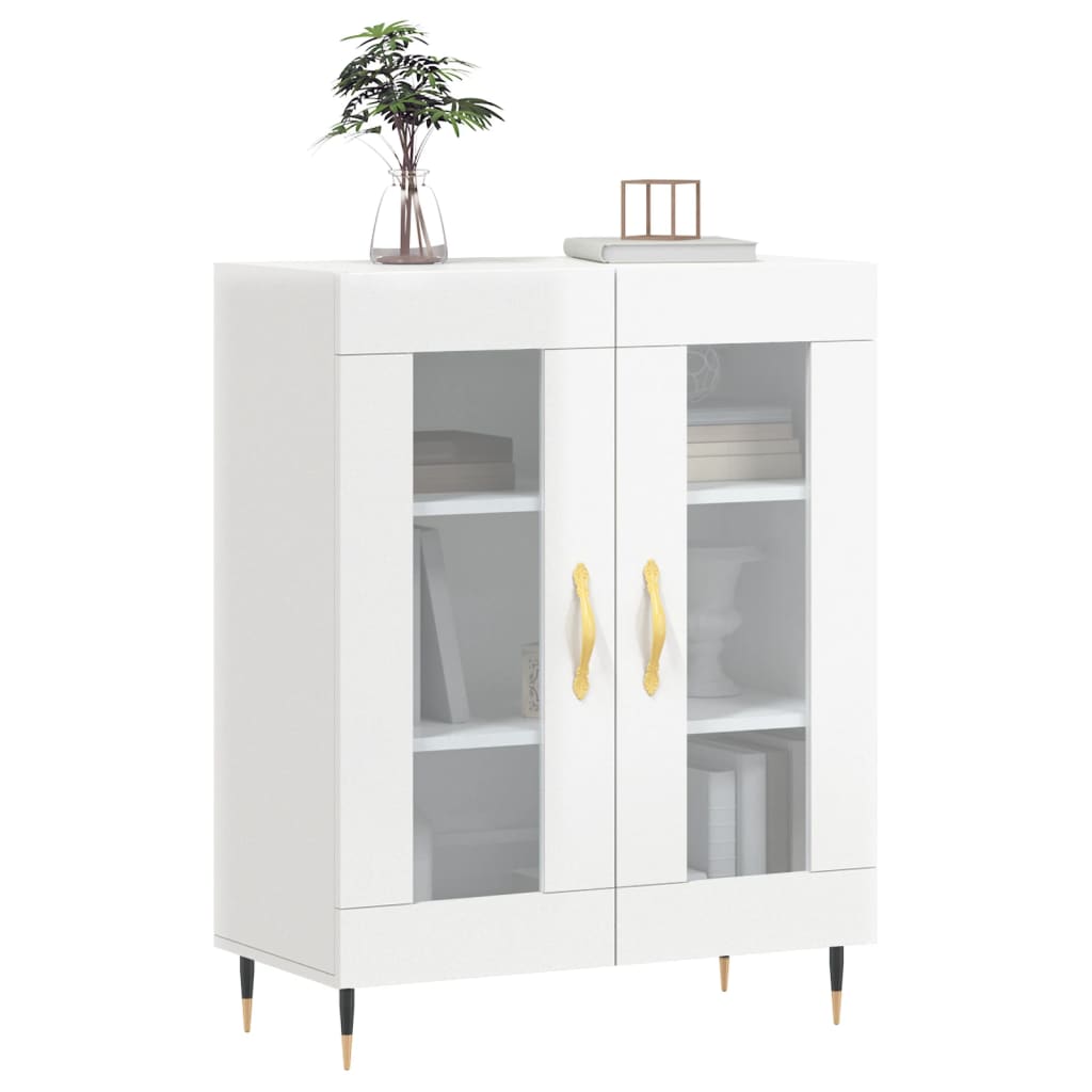skænk 69,5x34x90 cm konstrueret træ hvid højglans
