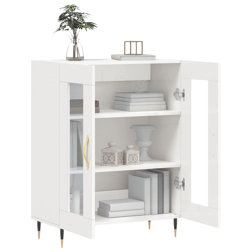 skænk 69,5x34x90 cm konstrueret træ hvid højglans
