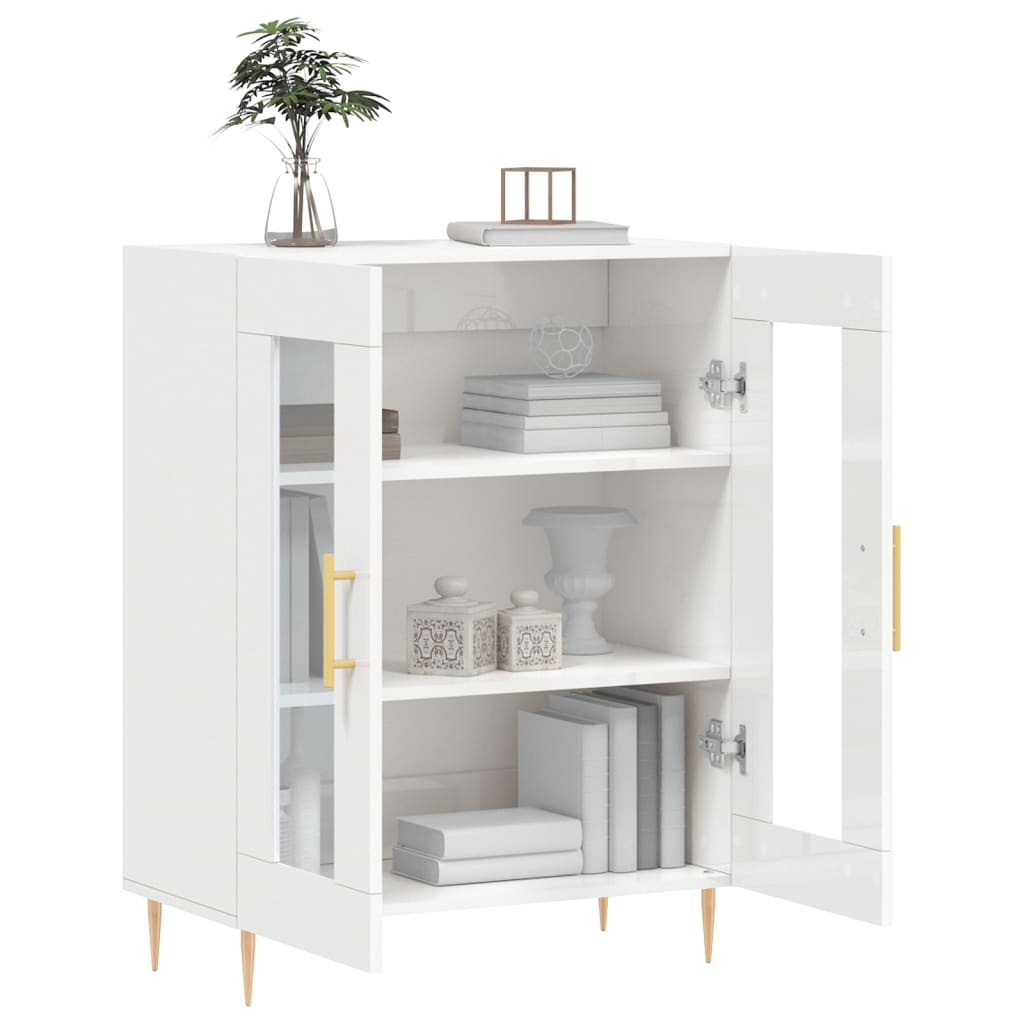 skænk 69,5x34x90 cm konstrueret træ hvid højglans