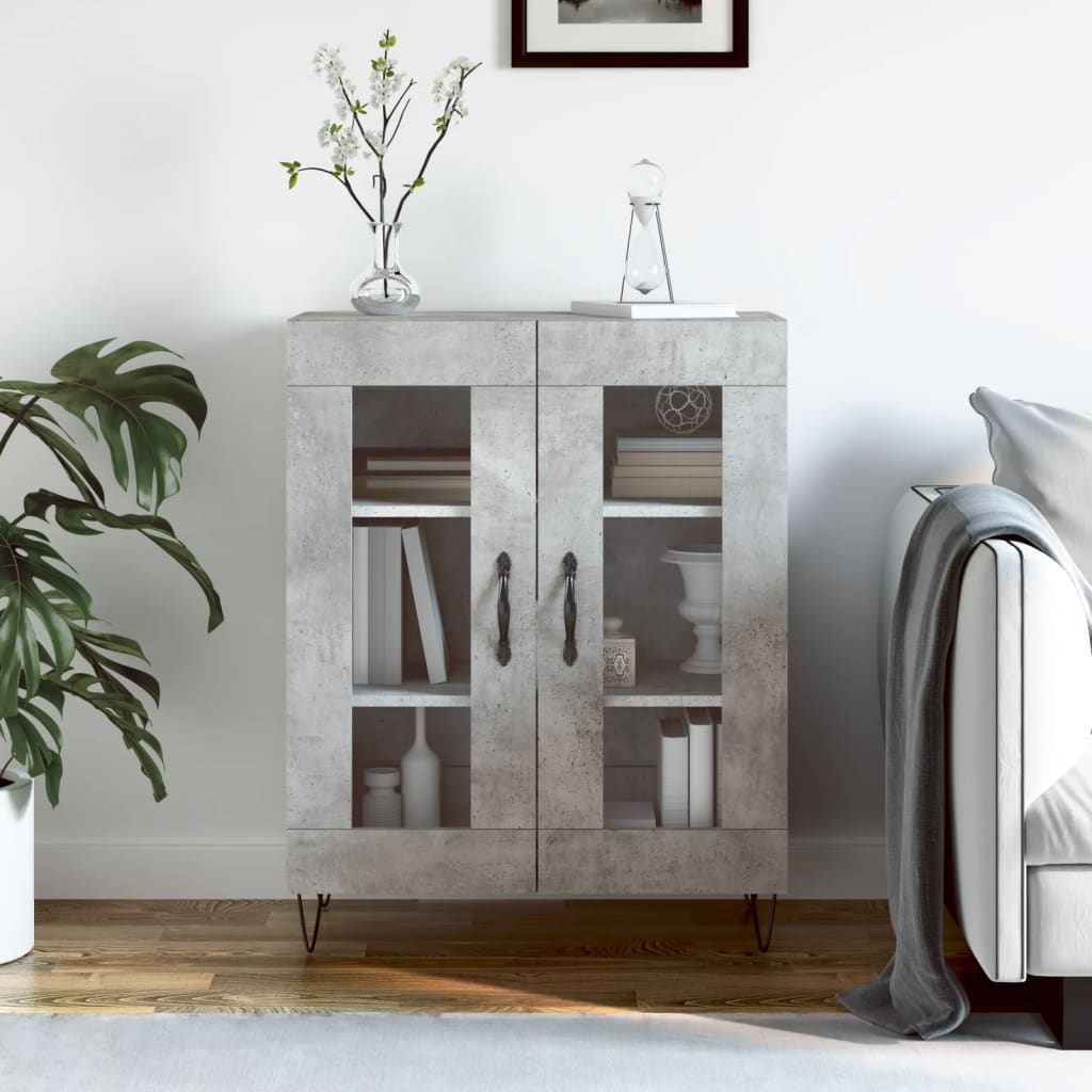skænk 69,5x34x90 cm konstrueret træ betongrå