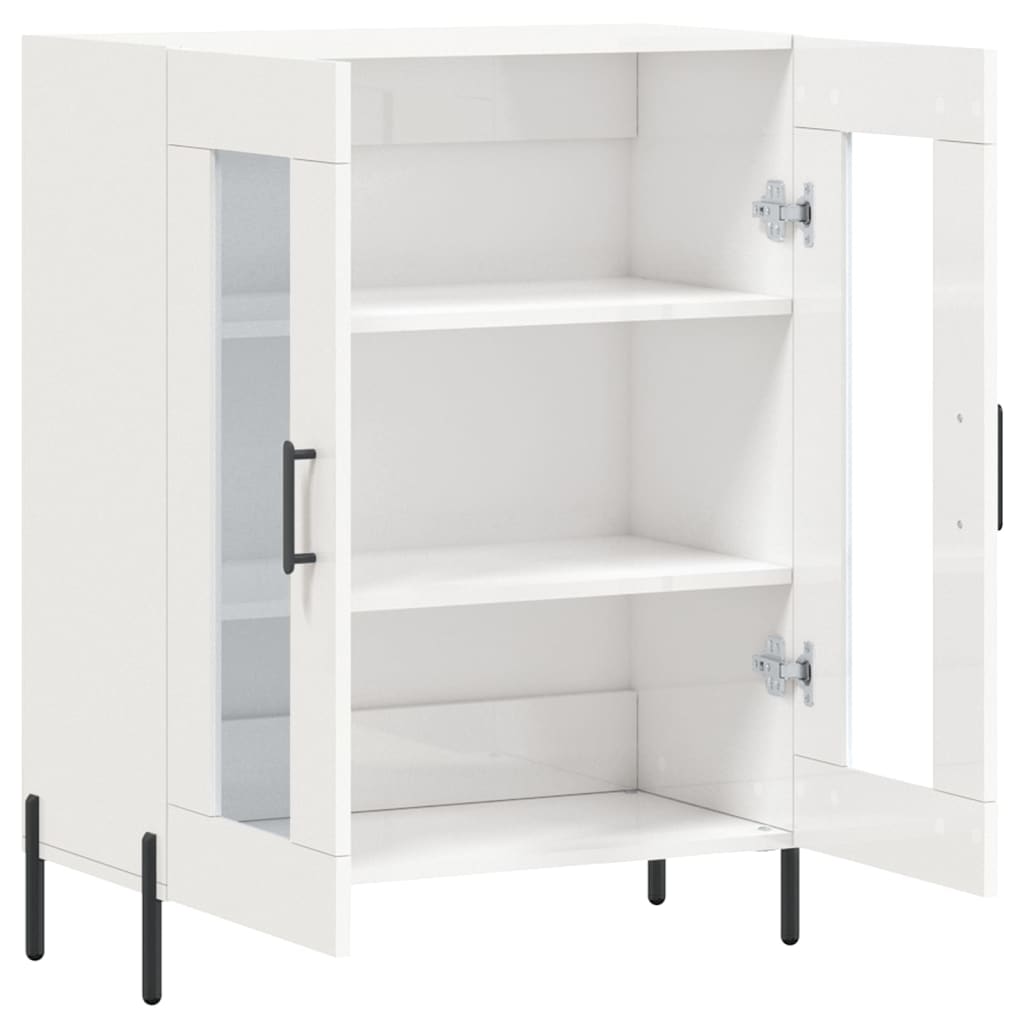 skænk 69,5x34x90 cm konstrueret træ hvid højglans