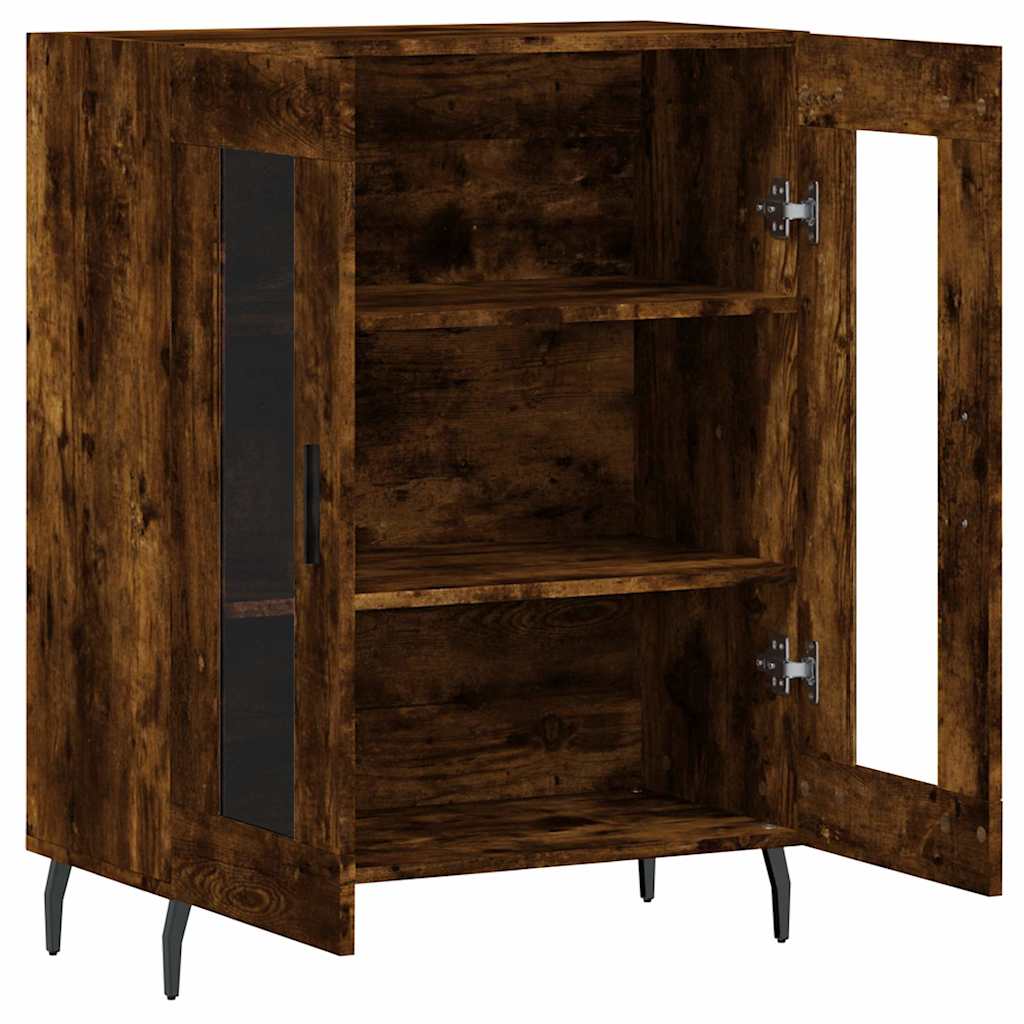 skænk 69,5x34x90 cm konstrueret træ røget egetræsfarve