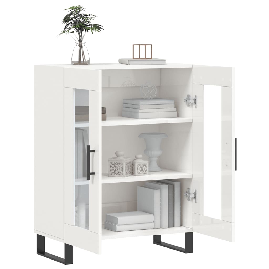 skænk 69,5x34x90 cm konstrueret træ hvid højglans