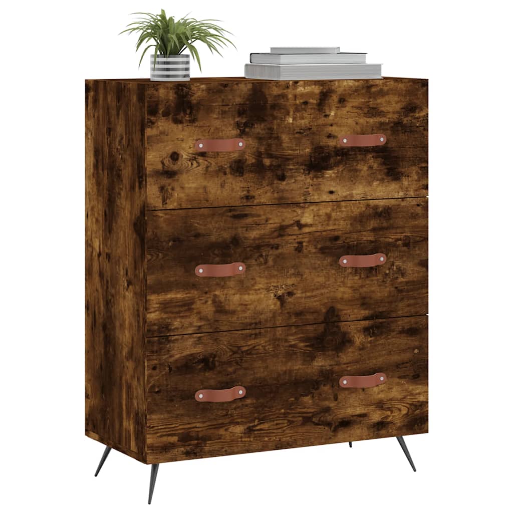 kommode 69,5x34x90 cm konstrueret træ røget egetræsfarve