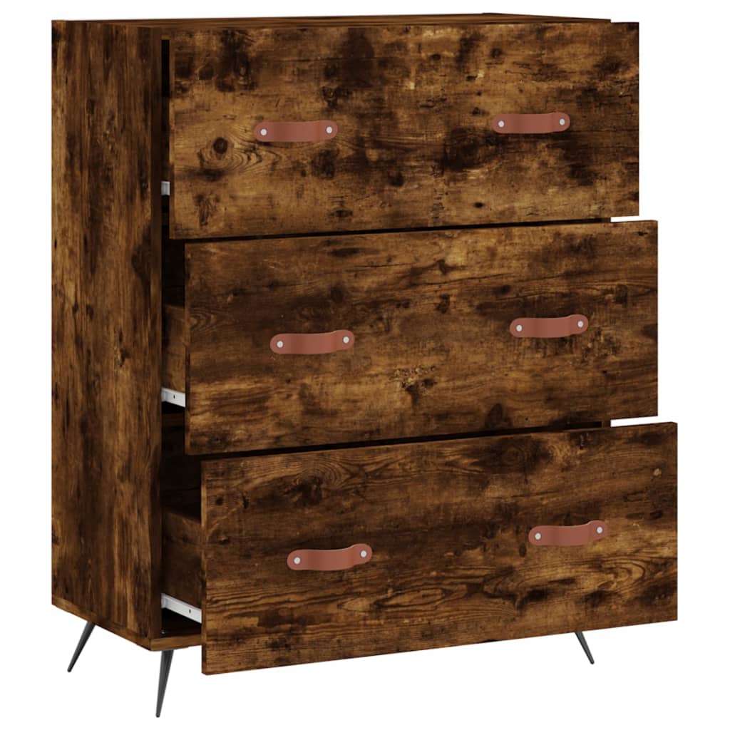 kommode 69,5x34x90 cm konstrueret træ røget egetræsfarve