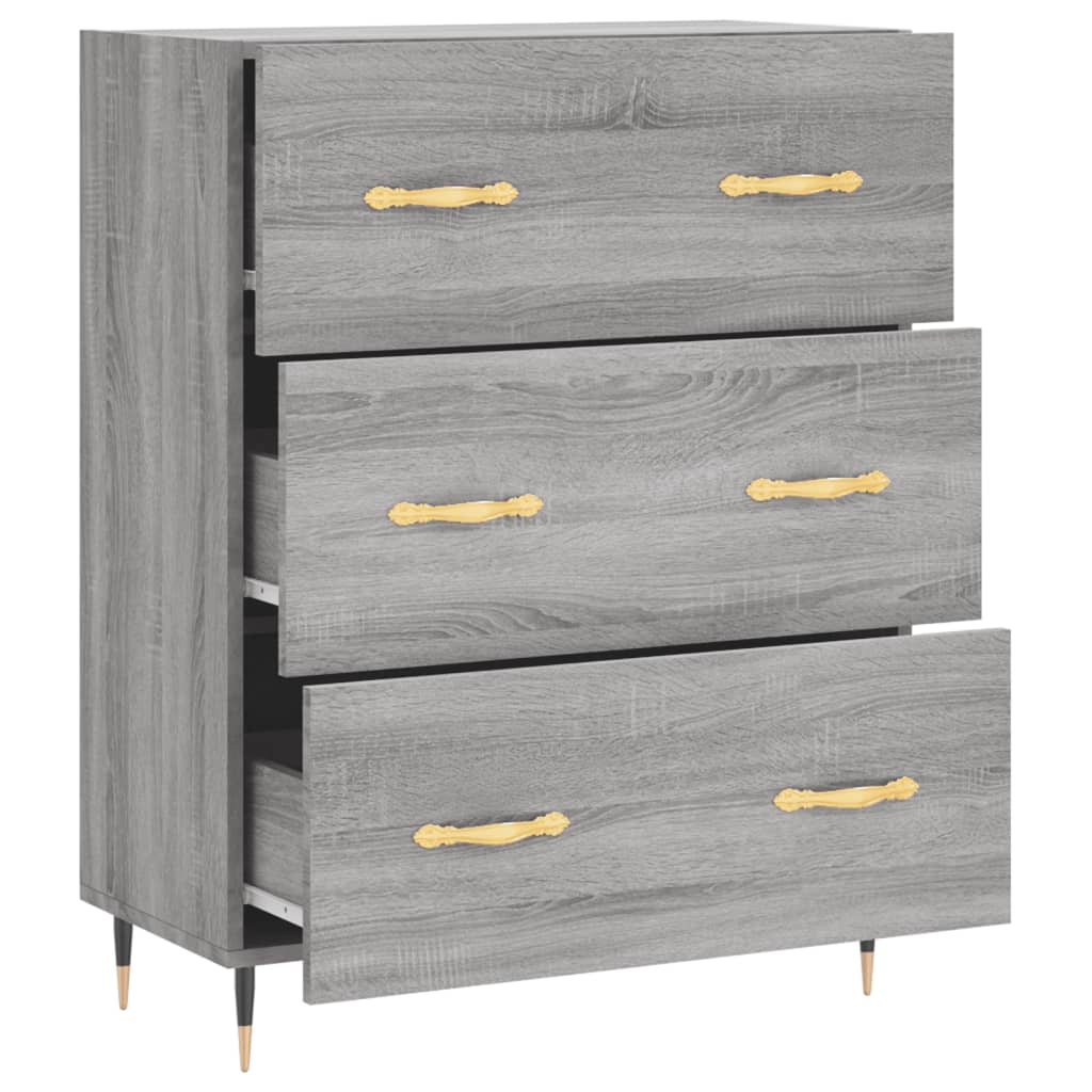 skænk 69,5x34x90 cm konstrueret træ grå sonoma-eg
