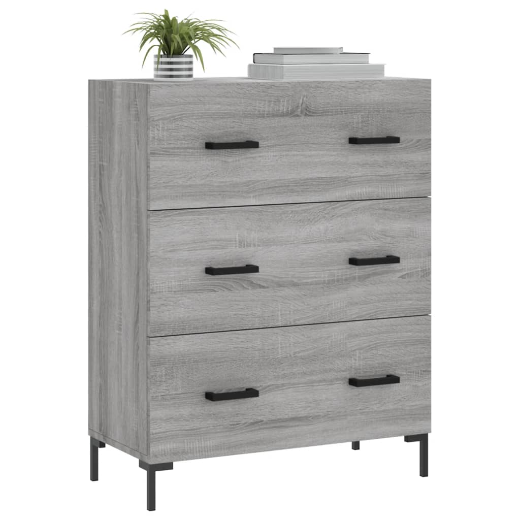 skænk 69,5x34x90 cm konstrueret træ grå sonoma-eg