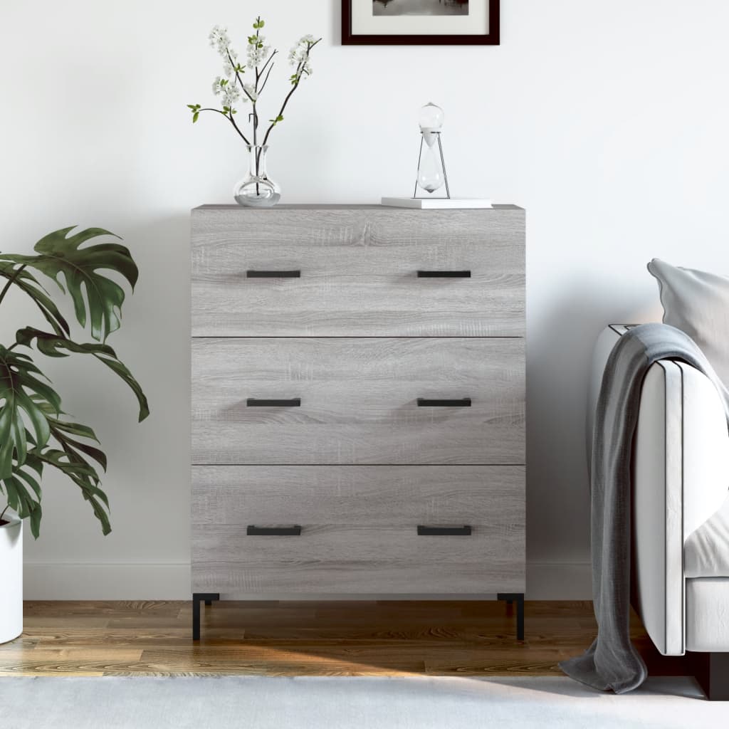 skænk 69,5x34x90 cm konstrueret træ grå sonoma-eg