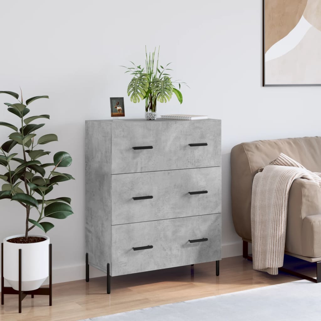 skænk 69,5x34x90 cm konstrueret træ betongrå