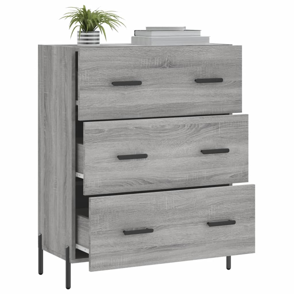 skænk 69,5x34x90 cm konstrueret træ grå sonoma-eg