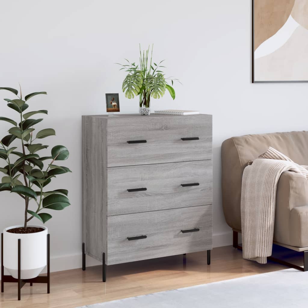 skænk 69,5x34x90 cm konstrueret træ grå sonoma-eg