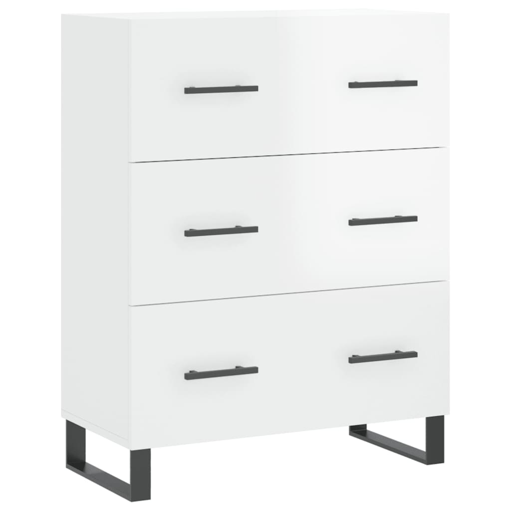 skænk 69,5x34x90 cm konstrueret træ hvid højglans