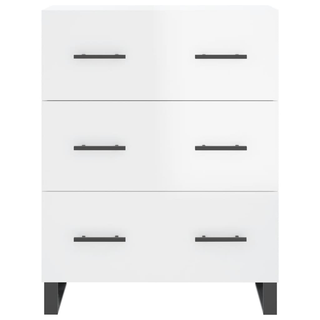 skænk 69,5x34x90 cm konstrueret træ hvid højglans