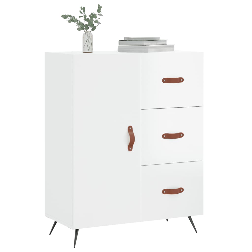 skænk 69,5x34x90 cm konstrueret træ hvid højglans