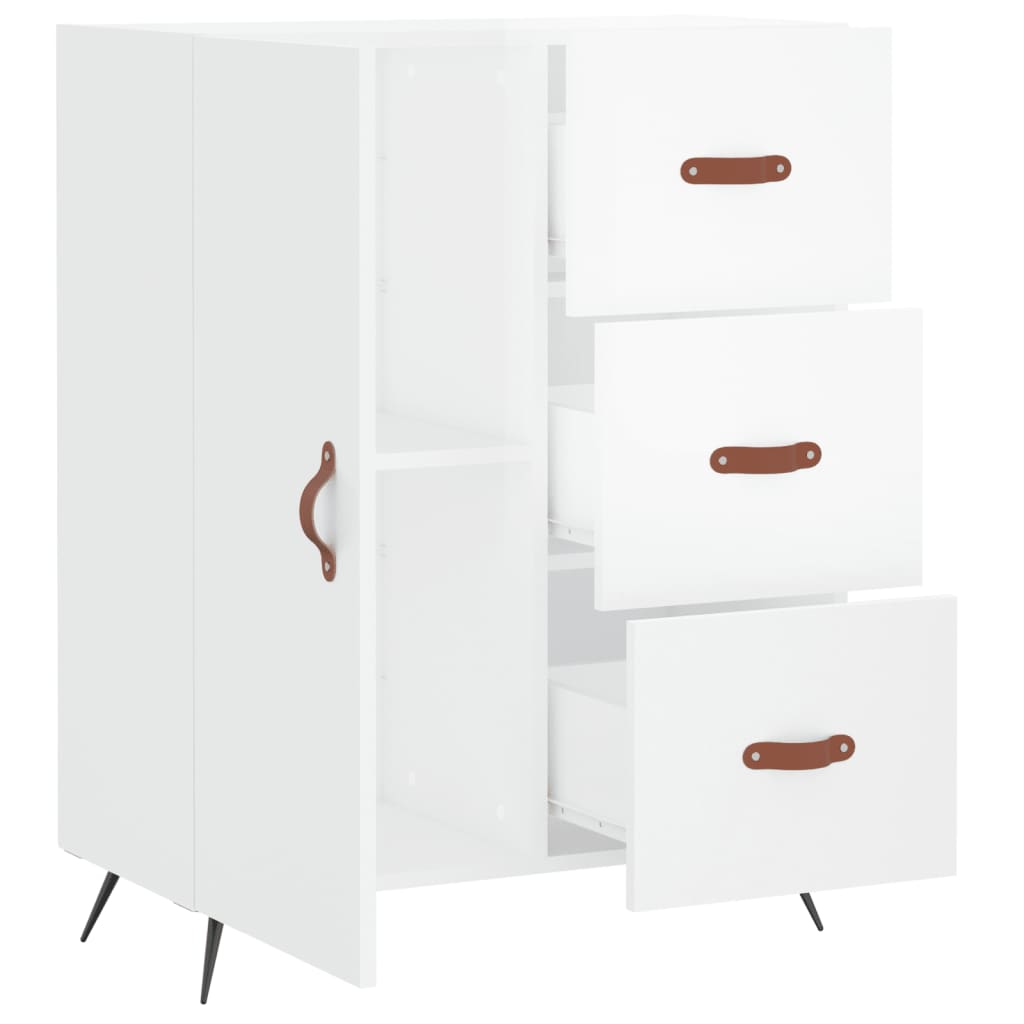 skænk 69,5x34x90 cm konstrueret træ hvid højglans